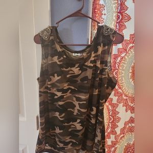 Embellsihed army tank top